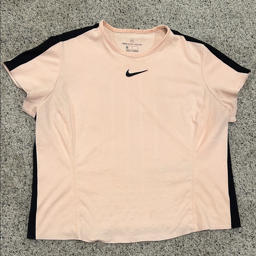 Nike Women's Light Pink and Black Short Sleeve Tee